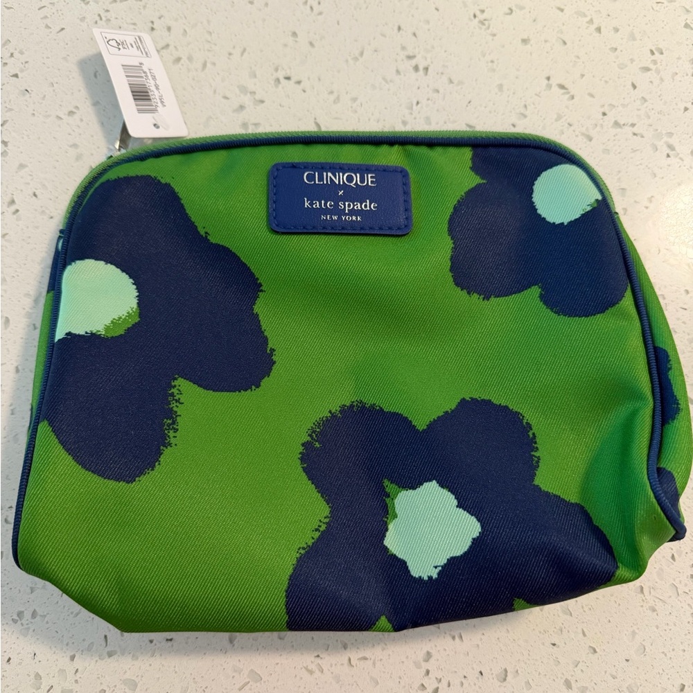 Kate Spade Green and Navy Floral Pouch